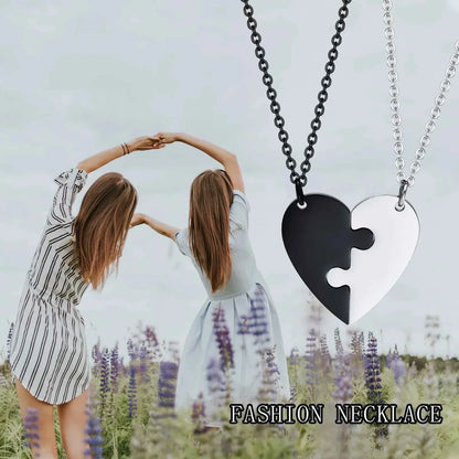 Custom Engrave BFF Friendship Necklaces for 2 Best Friends Gifts, Couple Heart Love Forever Pendant Female BFF Necklaces Set