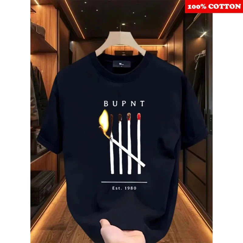 Fashion Paris Print T-shirt Men's Summer New 2025 New 100% Cotton Neck Short Short Sleeve Tee Gym Casual comfort Sports Top Men