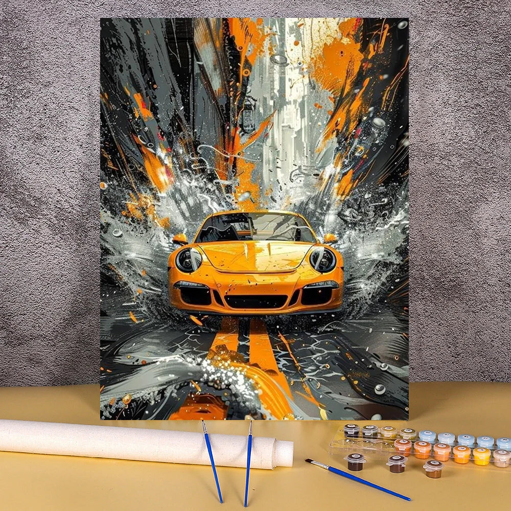 Acrylic Paint By Numbers Red Sports Car  Painting By Numbers On Canvas Coloring By Number For Adults Paint Digital Art