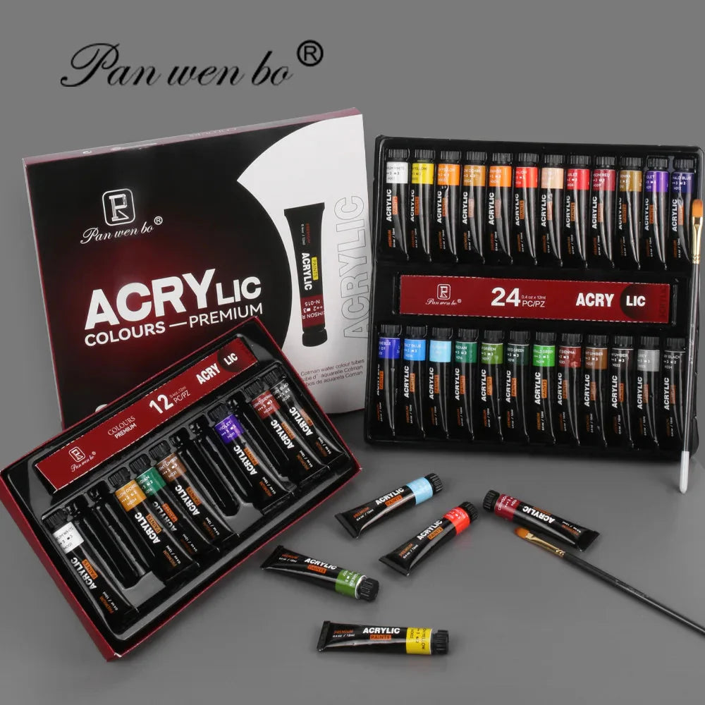 Acrylic Paint Set 6/12 Colors 25ml,Water-Proof Portable Art Rich Pigments for DlY Craft,Drawing,Painting,Canvas, Rock