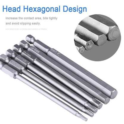 8pcs 100mm Hex Head Allen Wrench Drill Bits Set SAE Metric Allen Electric Hexagonal Bit Screwdriver Socket Bit Power Tool Parts