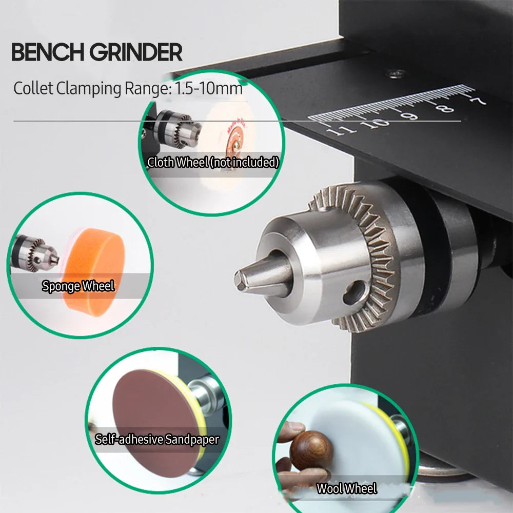 200W Circular Table Saw Mini Bench Saw and Belt Sander Variable Speed 30mm Cutting Depth for Wood Plastic Stone Metal Knife