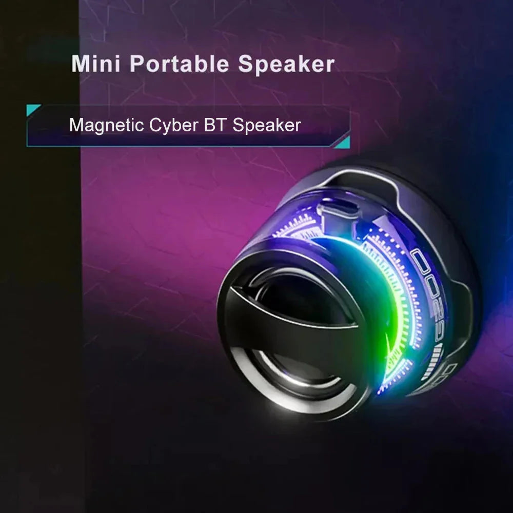 Magnetic Portable Bluetooth Speaker Mini Sound Box HiFi Stereo Soundbar Wireless Loudspeaker with LED Color Light Phone Holder