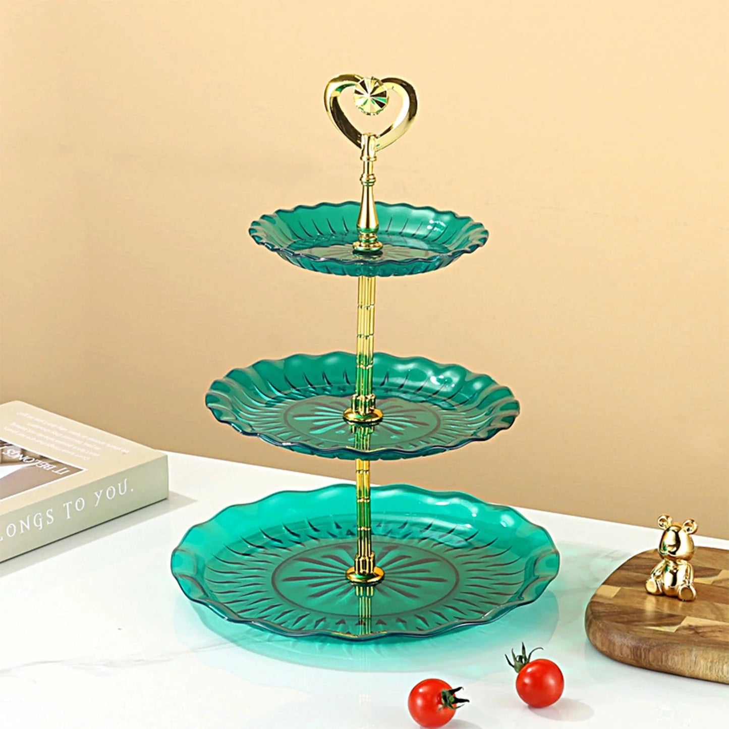 Plastic Dessert Display Table Wavy European And American Style Buffet Tea Break Cake Dessert Service Tray Fruit Plate Display