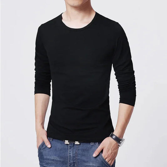 2026 MRMT Brand New Men's T-Shirts Long Sleeve Slim Men T-Shirt Young Man Pure Color Tops Tees Shirt O-Neck For Male Boys Tshirt