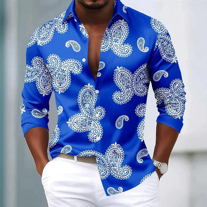Men's Paisley Floral Print Shirt Fashionable Retro Casual Comfortable Soft Top for Social Party Holiday Clothing