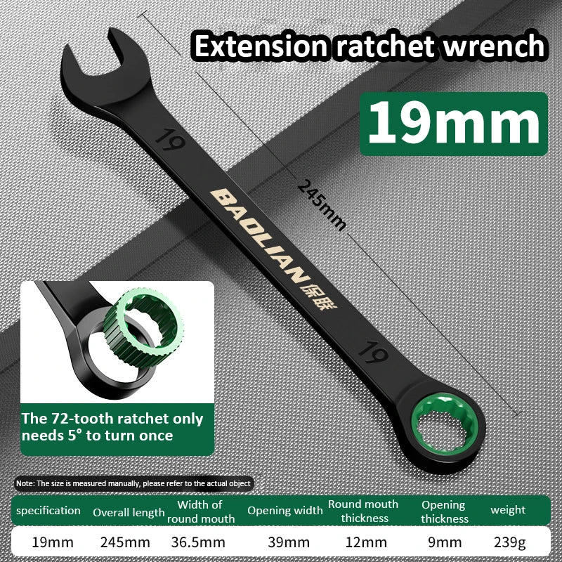 Dual-Purpose Wrench Fast Plum Blossom Ratchet Wrench Industrial Grade 72 Tooth Labor-Saving, Fast and Durable Dual-use Wrench