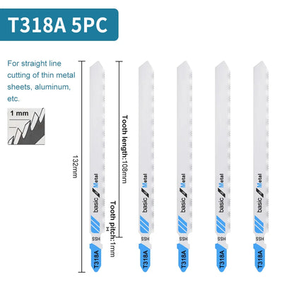 Premium T-Shank Jigsaw Blade Set - Multi-Material Cutting Kit for Wood, Plastic, and Metal - Compatible with Bosch/DEWALT/Makita