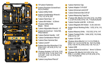 DEKO Home Mechanic Toolbox with 12V Power Cordless Drill Hand Repair Tools Sets Combo Kits Storage Organizer Drawer Case
