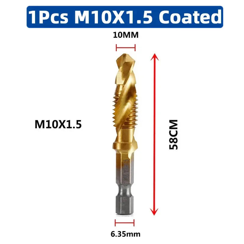 LiYu Shank Titanium Plated HSS Screw Thread Metric Tap Drill Bits Screw Machine Compound Tap M3 M4 M5 M6 M8 M10 Hand Tools