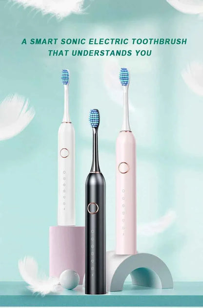 Adults Sonic Electric Toothbrush   with 6 Cleaning Modes USB Rechargeable with Multiple Replacement Brush Heads