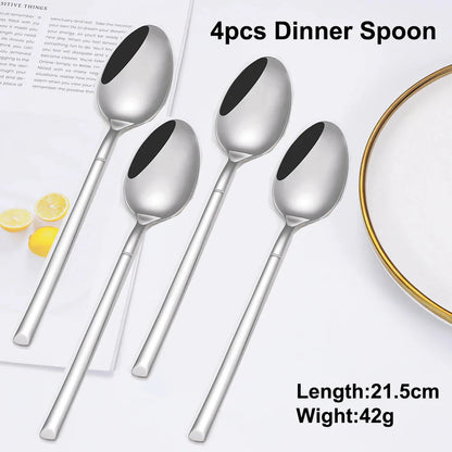 Elegant Thin Silver Cutlery Set - Mirror Polished Stainless Steel Tableware