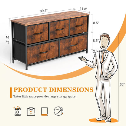 Dresser for Bedroom Storage Drawers, Fabric Storage Tower with 2/4/5/6/7/8/9/10 Drawers Sturdy Metal Frame