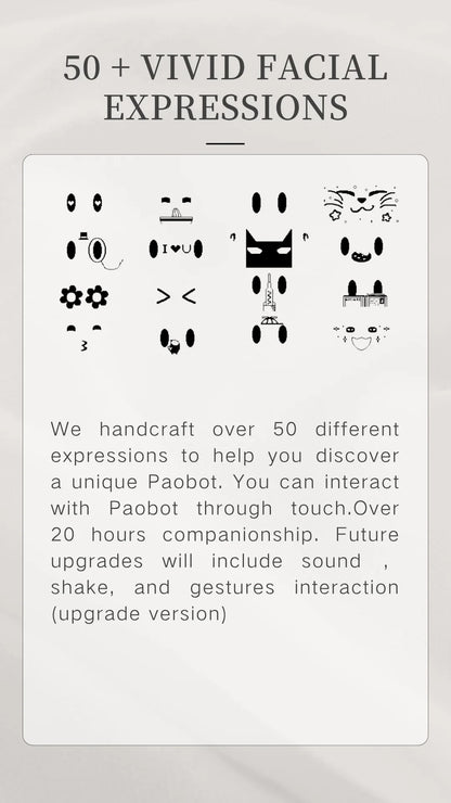 PAOBOT Intelligence Robot Companion Emo Robot Pets Interactive Smart Robot Toy Mini Desktop Robot Electronic Tamagotchi
