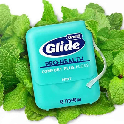 Oral B Glide Plus Floss Ultra Soft Dental Flosser Mint Flavor Comfortable Wide Flat Deep Cleaning Floss 40M