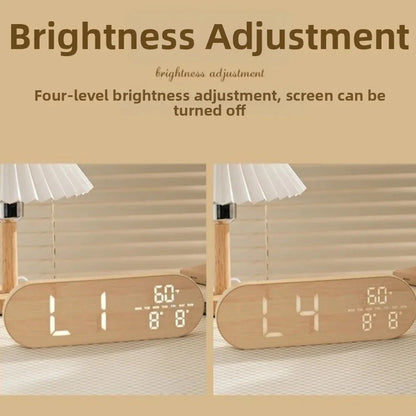Minimalist Design Digital Wall Clock Silent Operation Nordic Style Alarm Clock Temperature Date Display Hanging Mount