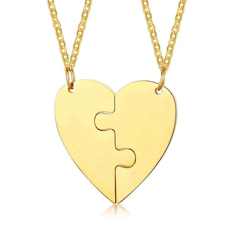 Custom Engrave BFF Friendship Necklaces for 2 Best Friends Gifts, Couple Heart Love Forever Pendant Female BFF Necklaces Set