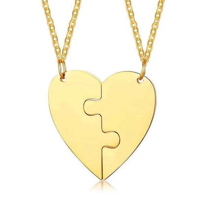 Custom Engrave BFF Friendship Necklaces for 2 Best Friends Gifts, Couple Heart Love Forever Pendant Female BFF Necklaces Set