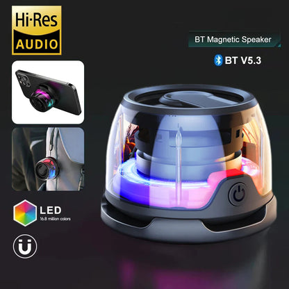 Magnetic Portable Bluetooth Speaker Mini Sound Box HiFi Stereo Soundbar Wireless Loudspeaker with LED Color Light Phone Holder
