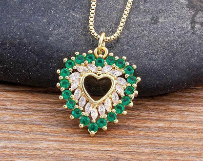 Nidin New Arrival Romantic Heart Shape Sparkling Zircon Pendant Necklace 3 Colors For Women Female Fine Jewelry Gifts Wholesale