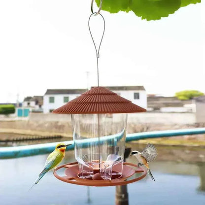 Bird Feeder Automatic Hanging Outdoor Garden Gazebo  Bird Feeding Container With Hang Rope House Decor Pet Supplies