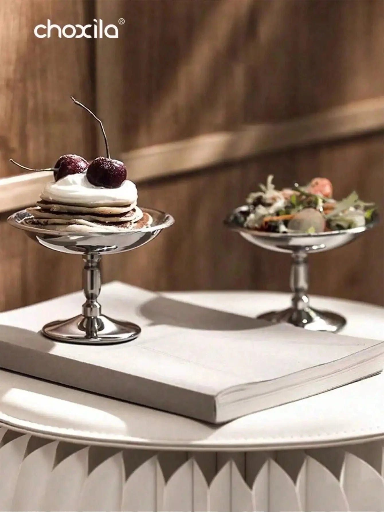 1pc Dessert Plate, Vegetable Bowl, Stainless Steel Ice Cream Cup, Tall Cup, Afternoon Tea Pudding Dessert Cup Cute Plates
