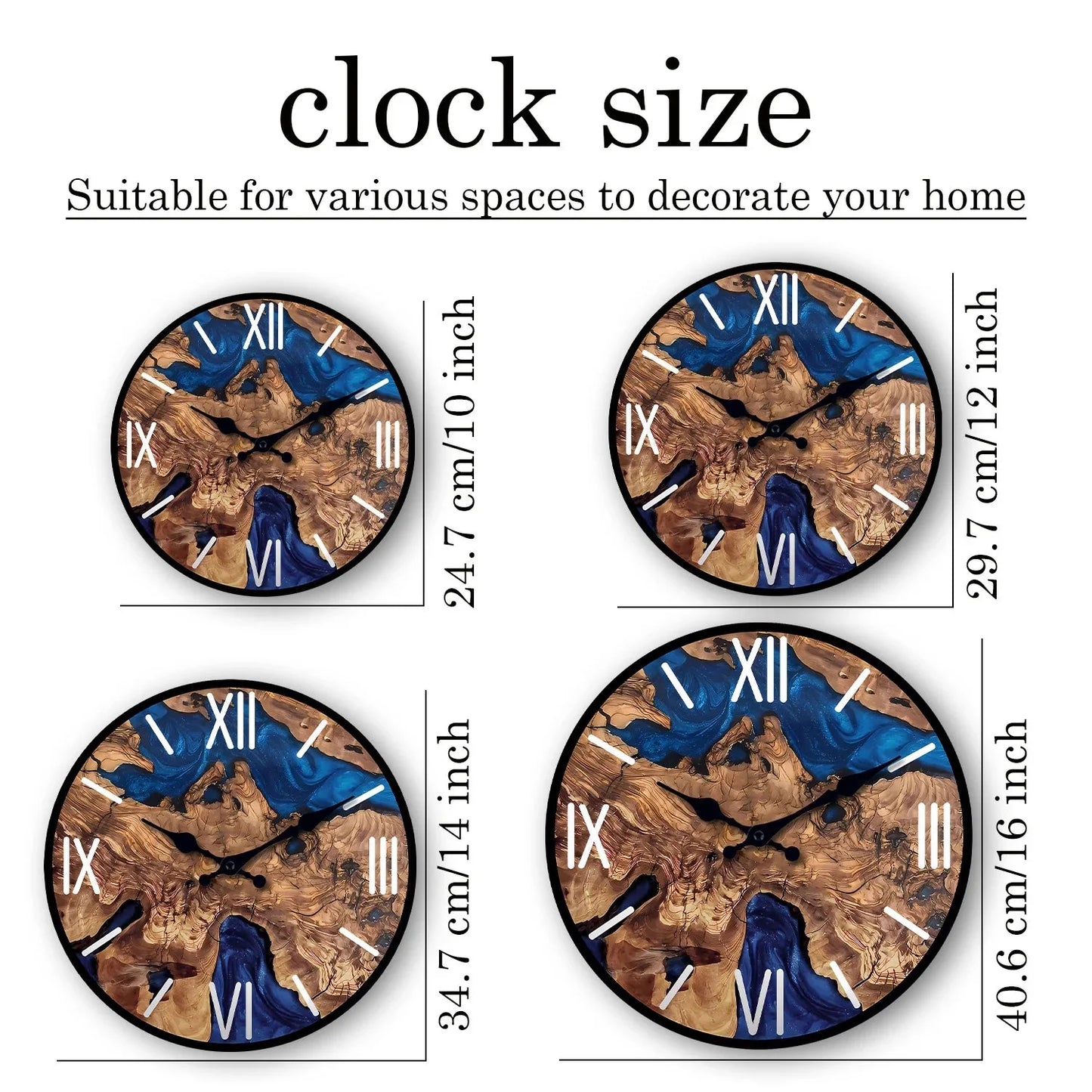 Abstract Roman Numeral Wooden Wall Clock for Living Room, Bedroom, Kitchen, Home Decoration, Silent Quartz Clock, Holiday Gift, 10 Inches, 12 Inches 14inch 16inch (No Battery)