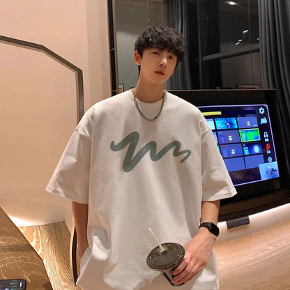Men's T Shirt Oversized Mens White Cotton T-shirts Funny Print 5XL Casual Wear Summer Tee Shirts For Men Big Size Male Clothes