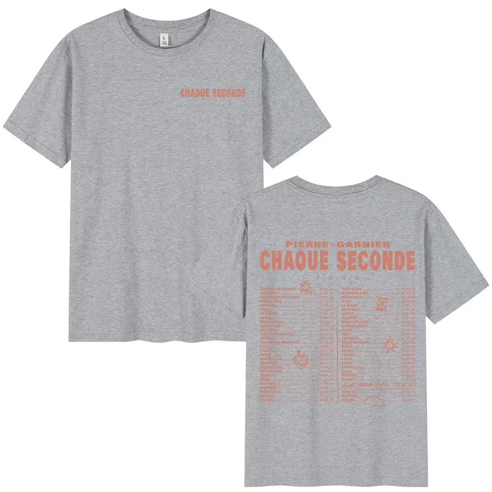 Pierre Garnier Chaque Seconde Tour Merch T-shirts Hip Hop Fashion T-shirt Women Men's Clothing Cotton Casual Oversized T Shirts