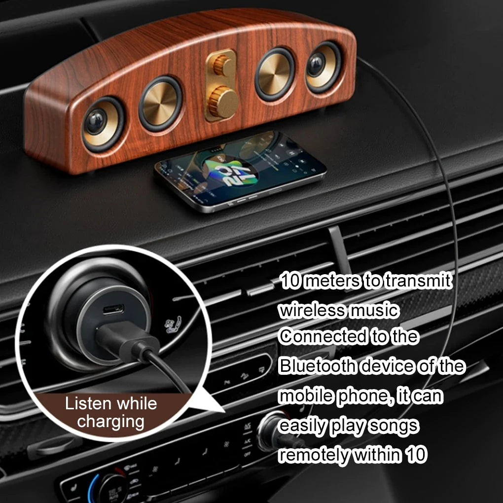 New Wireless BlueTooth Loudspeaker Box Wood Grain Retro Desktop High-power 3D Stereo Subwoofer Computer Audio Portable Sound-bar