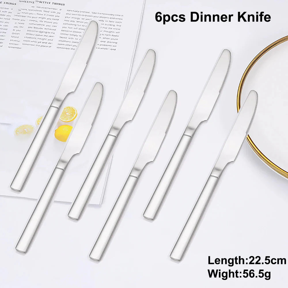 Elegant Thin Silver Cutlery Set - Mirror Polished Stainless Steel Tableware