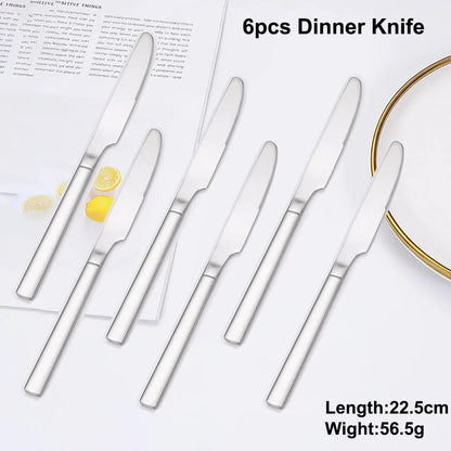 Elegant Thin Silver Cutlery Set - Mirror Polished Stainless Steel Tableware