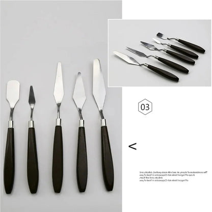 Hot 5PCS Stainless Steel Scraper Spatula Art Supplies for Artist Canva Oil Paint Color Mixing Palette Knife Painting Wholesale