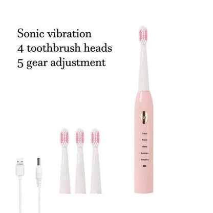 Sonic Electric Toothbrush For Adult Black White Whitening Timer Soft Hair IPX7 Waterproof 5-gear Mode USB Charging Teeth Brush