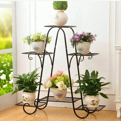 6 Tiers Metal Plant Stand Indoor Outdoor Flower Display Rack Holder