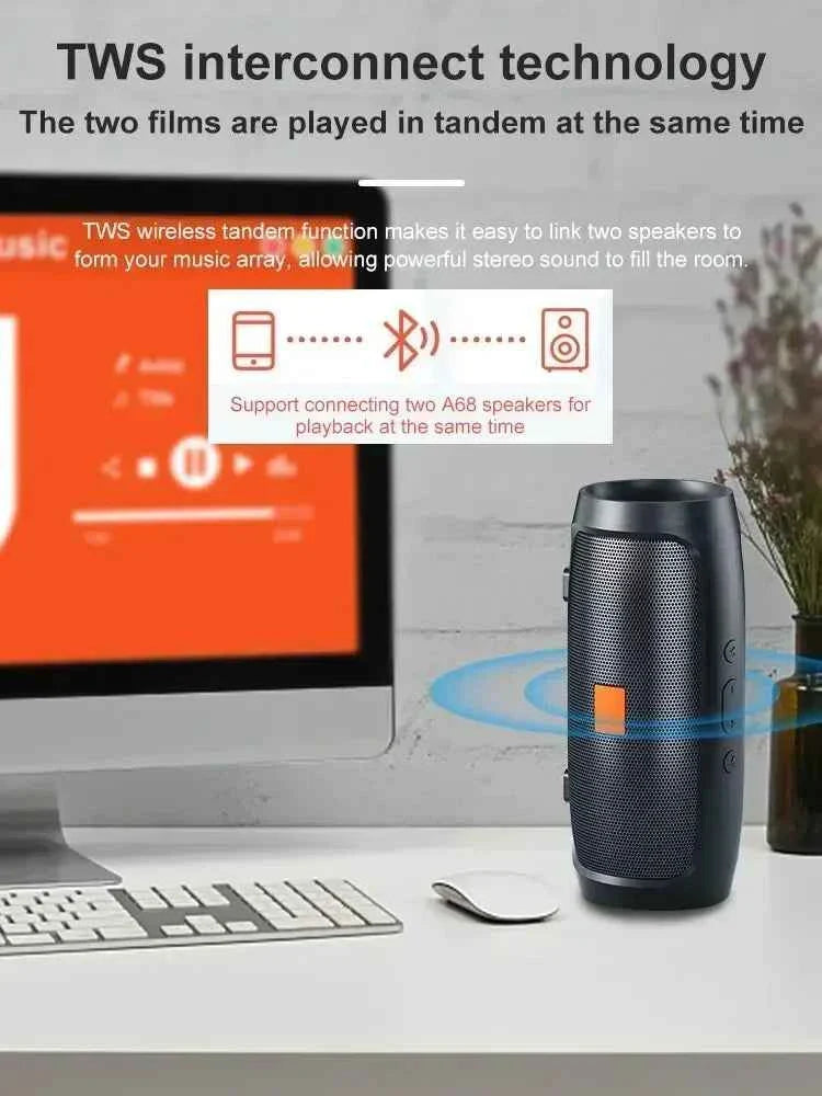 Speakers Wireless Stereo HD Sound Bluetooth 5.0 Portable IP65 Waterproof AUXLong Battery Dual PairingDurable TravelOutdoor