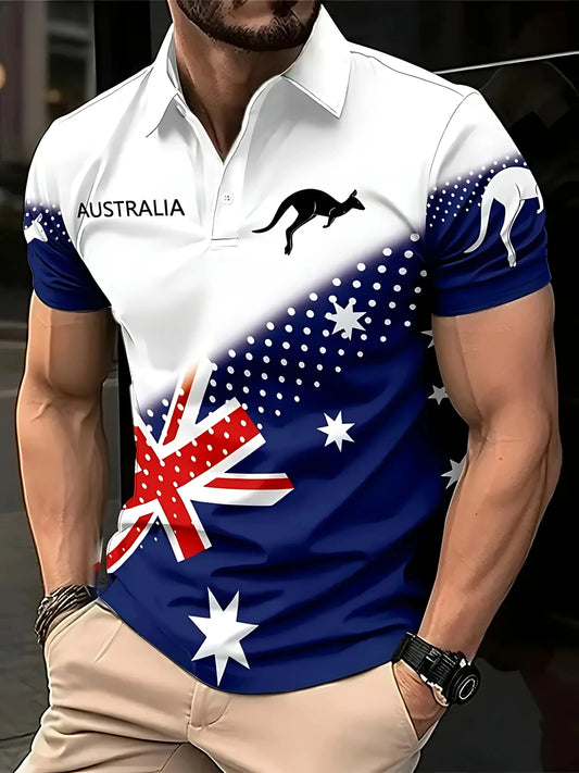 The 2025 summer new men's POLO shirt is a casual fashionable comfortable soft and breathable 3D pattern printed one