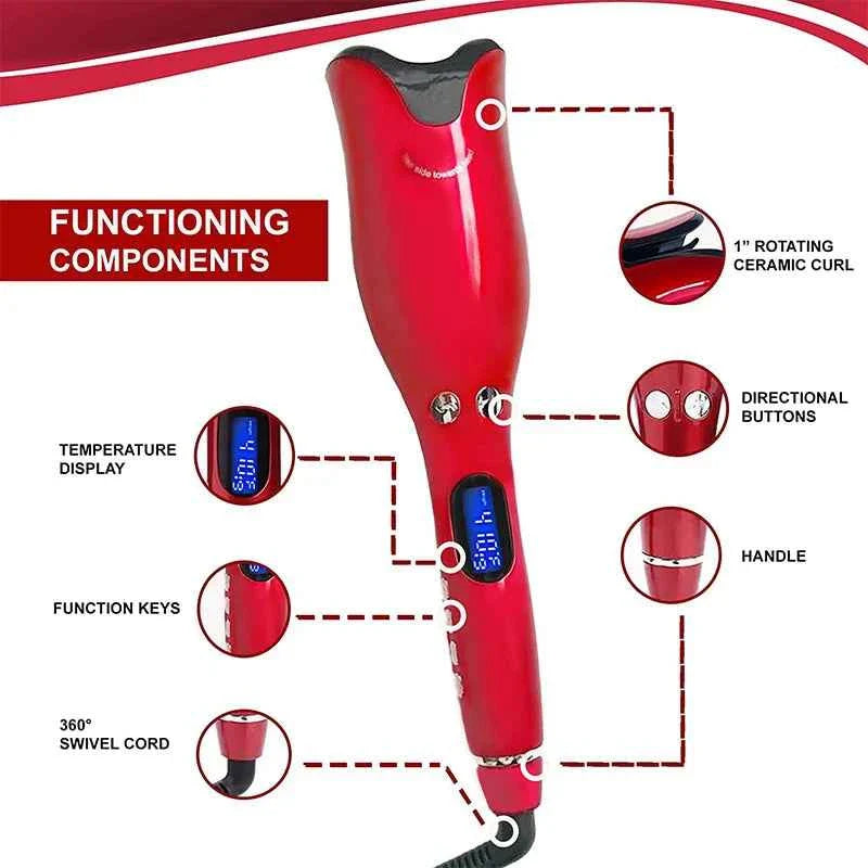 Hot Selling Multifunctional Automatic Rotating Curler For Women'S Hairstyles Portable Ceramic Coated Curling Iron
