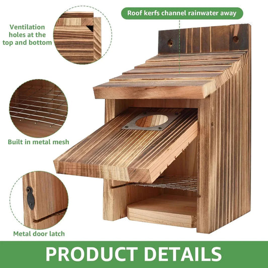 2Pcs Wooden Bird House Outdoor Weatherproof Parrot Bird Nest Breeding Sleeping Box Birdhouse Garden Patio Decorative