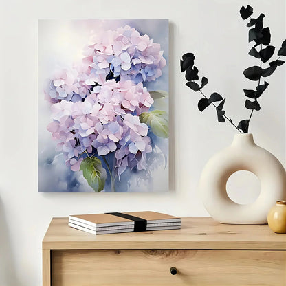 Hydrangea Floral Canvas Wall Art - Framed 11.8x15.7in Decor for Living Room, Bedroom, Kitchen, Office, Great Gift Idea