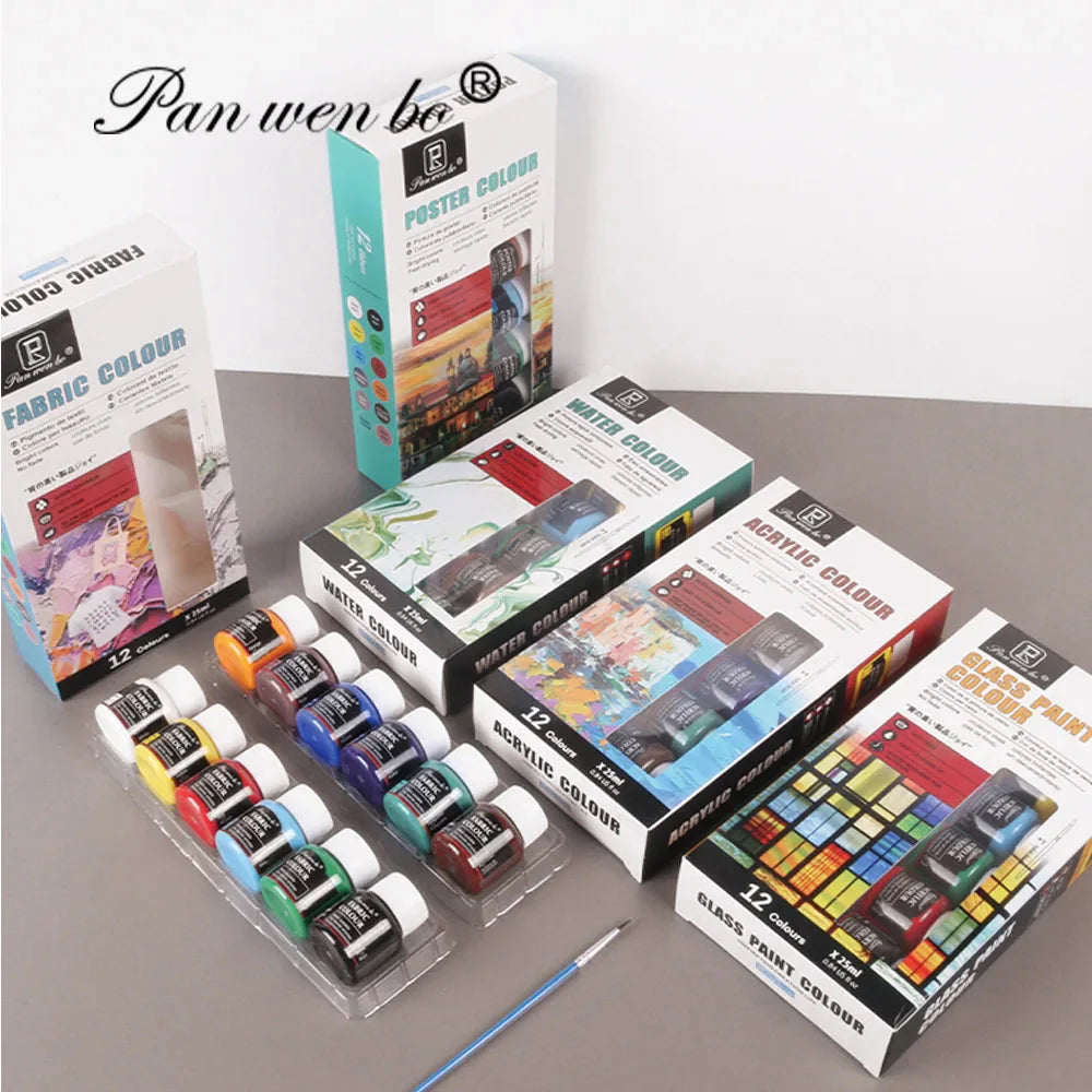 Acrylic Paint Set 6/12 Colors 25ml,Water-Proof Portable Art Rich Pigments for DlY Craft,Drawing,Painting,Canvas, Rock