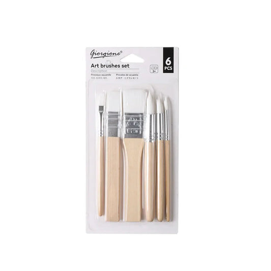 Art Paint 3/6pcs Painting Brush Set Professional Different Shape Watercolor Gouache Oil Brush Set Flat Tip Head Wooden Handle