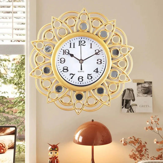Vintage Wall Clock Room Design Round Silent Clocks Wall Mounted Wooden Carfts Decoration Silent Clocks Wall Art