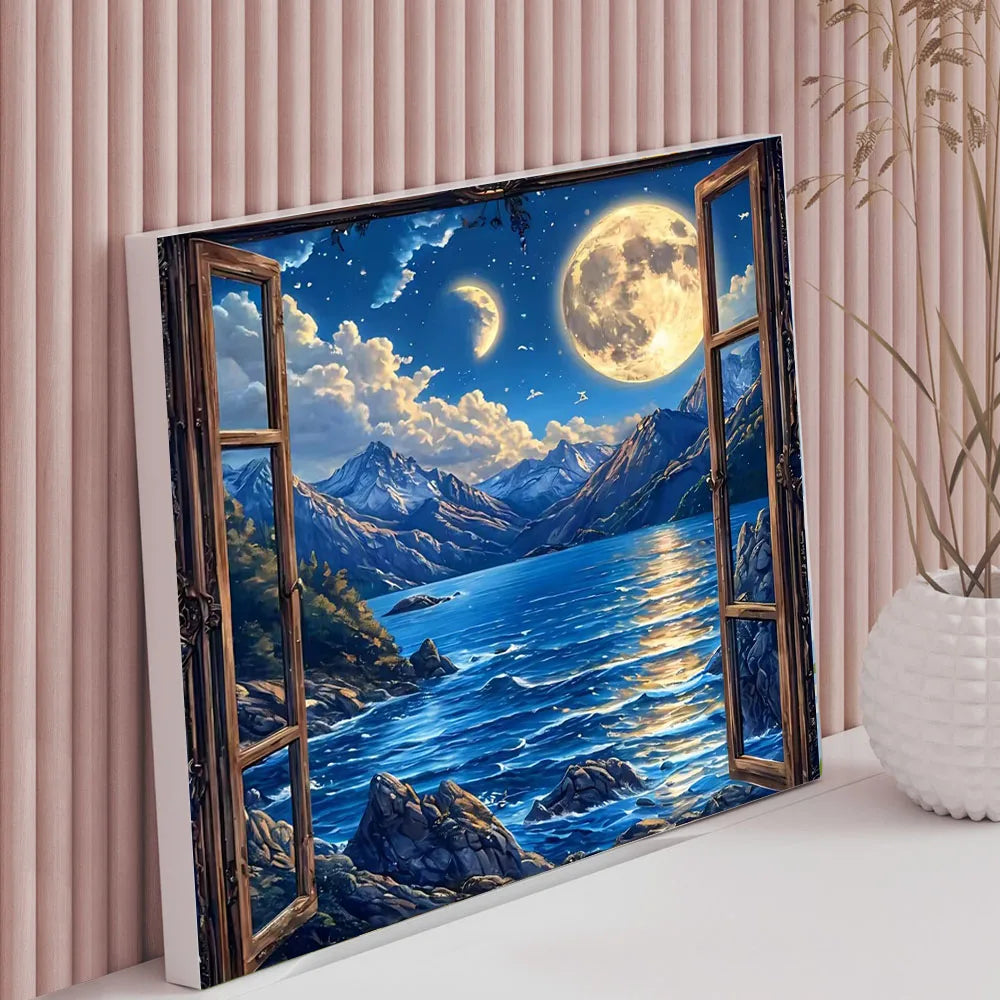 HUACAN Coloring By Numbers Mountain Landscape HandPainted Kits Home Decor Sea Painting Drawing Pictures By Numbers Diy Gift Art