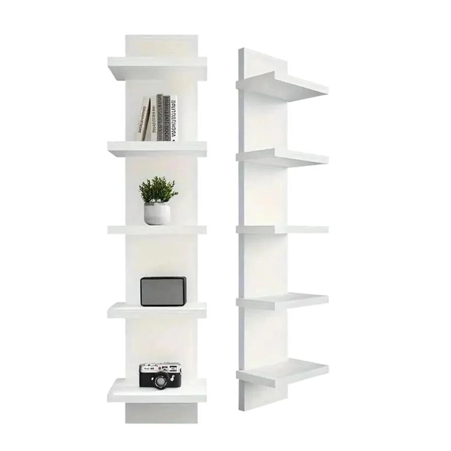 5 Layers Wall-Mounted Wood Bookshelf Storage Rack Board Shelf Organize Floating Shelf For Office Living Room Decor For Books