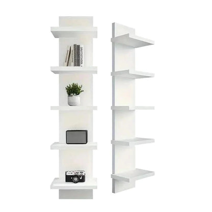 5 Layers Wall-Mounted Wood Bookshelf Storage Rack Board Shelf Organize Floating Shelf For Office Living Room Decor For Books