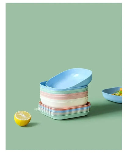 Solid Color Wheat Straw PP Plate Reusable Small Plates Dinner Dish Vegetable Fruit Cake Snacks Plate Tableware Home Supplies