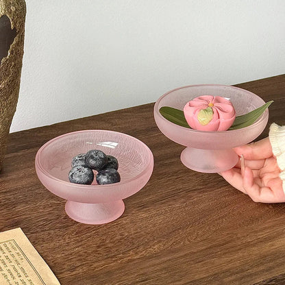 High-looking Fruit Plate, Small Exquisite Glacier Glass High-foot Plate, Candy Snack Plate, Fruit Plate