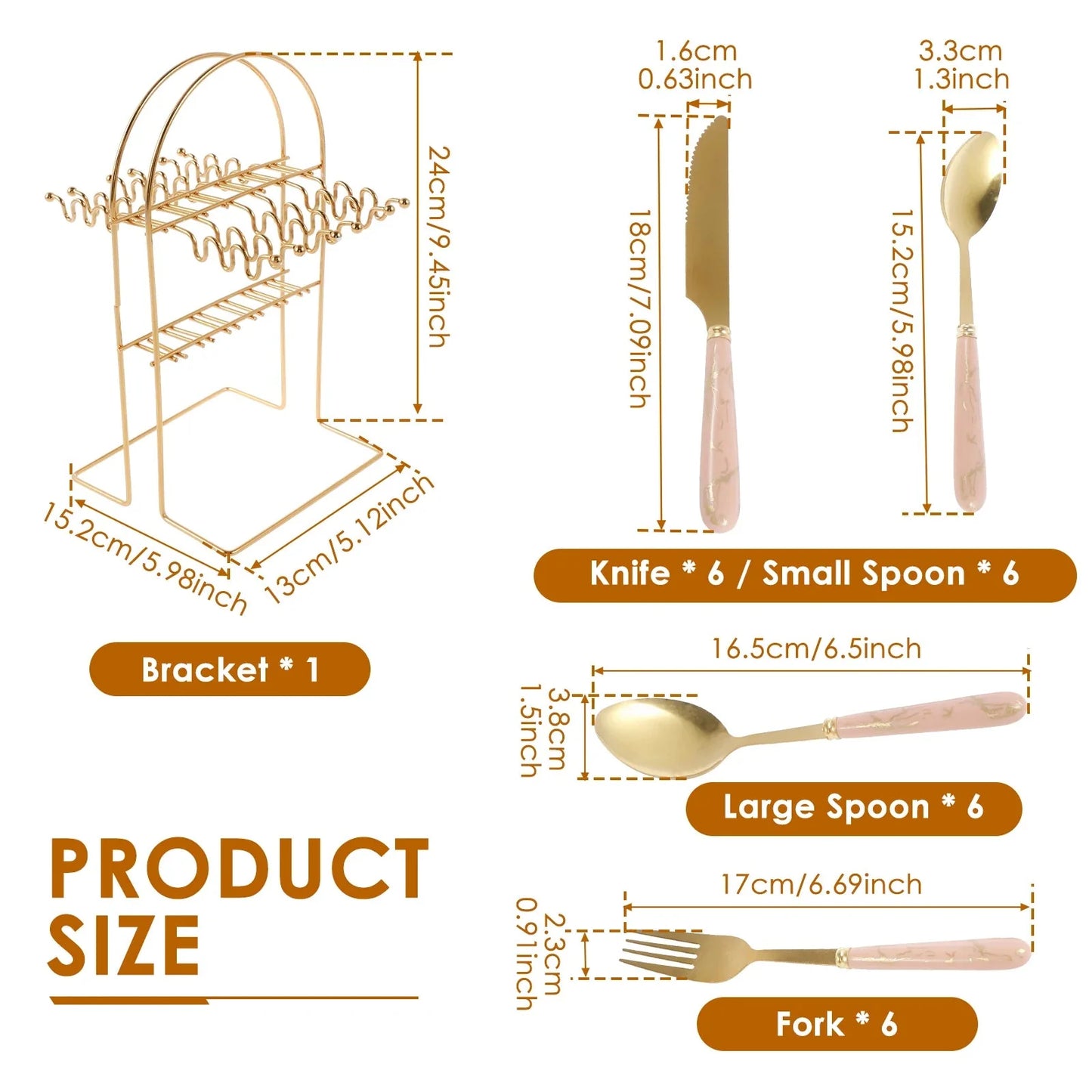 24 Pcs Silverware Set with Hanging Holder Stainless Steel Flatware Set Service for 6 Utensils Set Mirror Polished Tableware Set