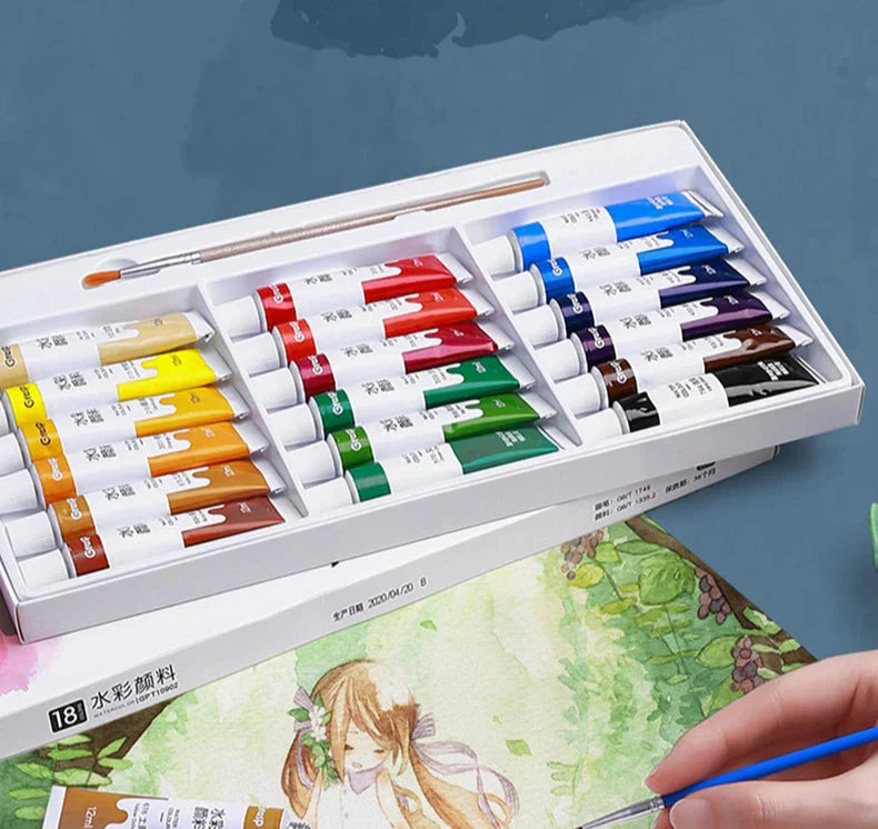 Watercolor Paint Set Art Painting Tools for Students Painting Beginners 12 Colors Washable 24 Colors
